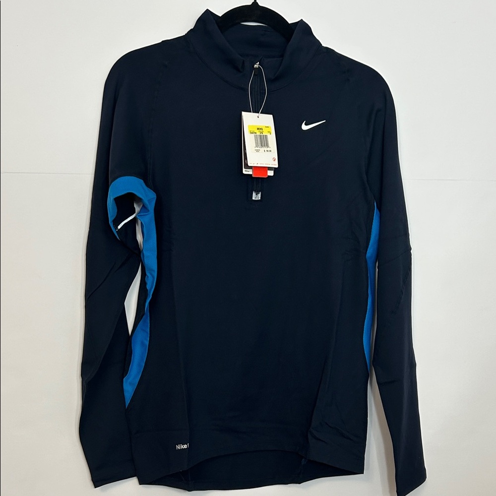 Men’s Lightweight Nike DryFit Navy Blue Performance Jacket with Blue Accents